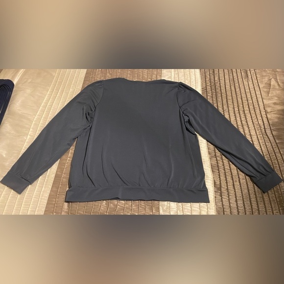 EUC - Banana Republic Crepe Wrap Sterling Grey Blouse. Size Large. - Picture 7 of 7